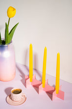 Görseli Galeri görüntüleyiciye yükleyin, Esnaf Üçlü Mumluk, Pembe